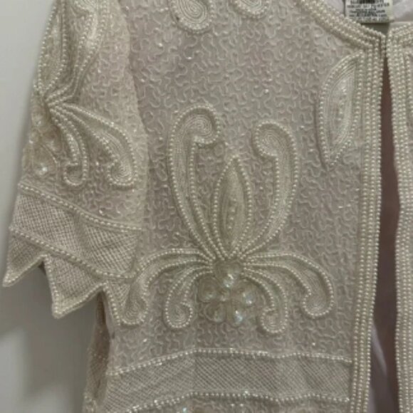 VINTAGE Nipon Boutique Cream Beaded Jacket - Picture 6 of 6